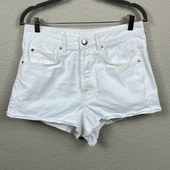 Raey Cotton Denim Jean Shorts White Button Fly Rigid No Stretch Sz 26 - Picture 1 of 11